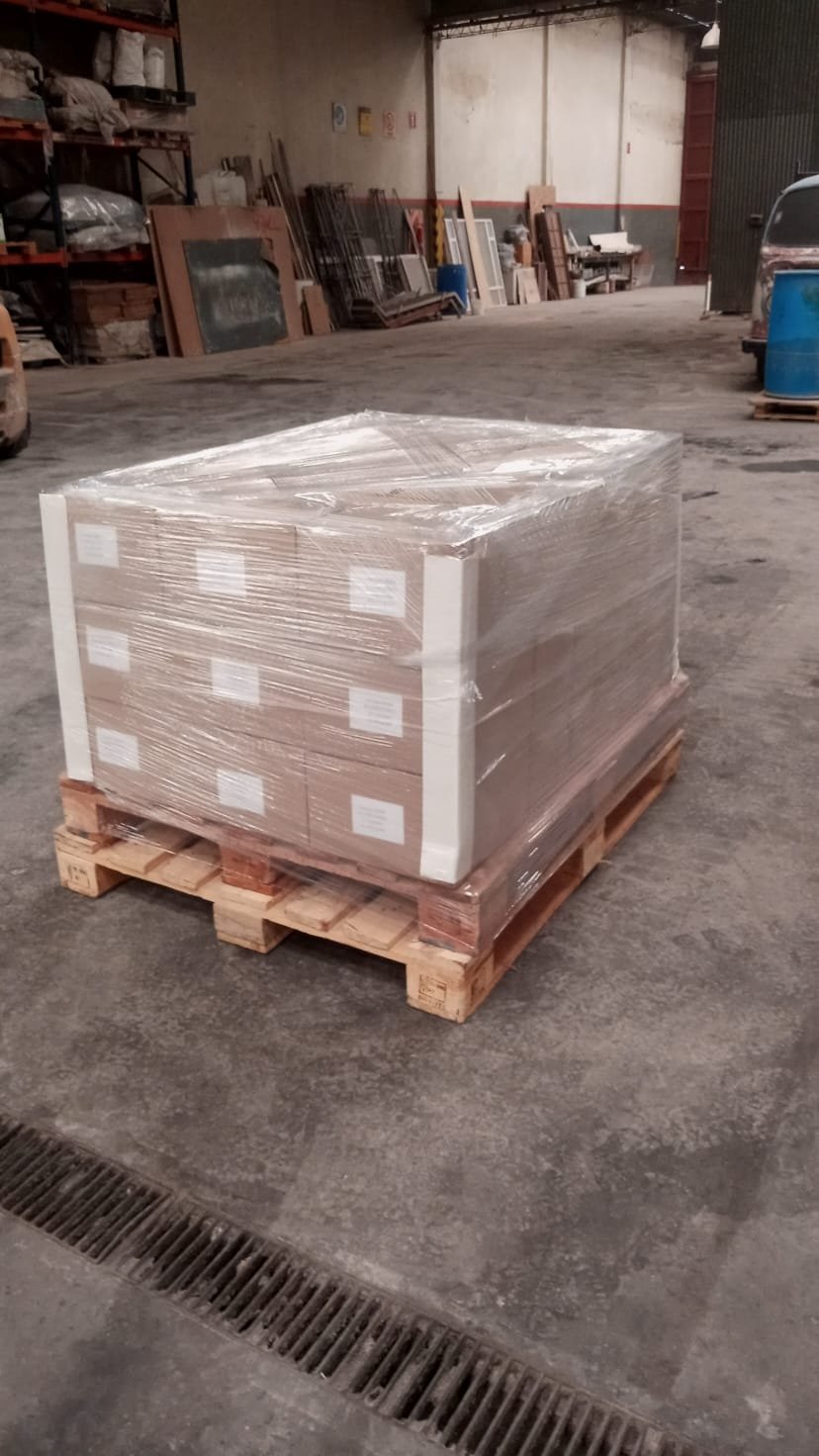 Pallet preparado en depósito propio para almacenamiento y despacho